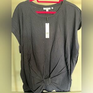 Chico's Dark Navy Knot Front Short Sleeve Tee